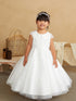 Girls Cap Sleeved Lace Applique Dress with Mesh Overlay Skirt, Sizes 2-16